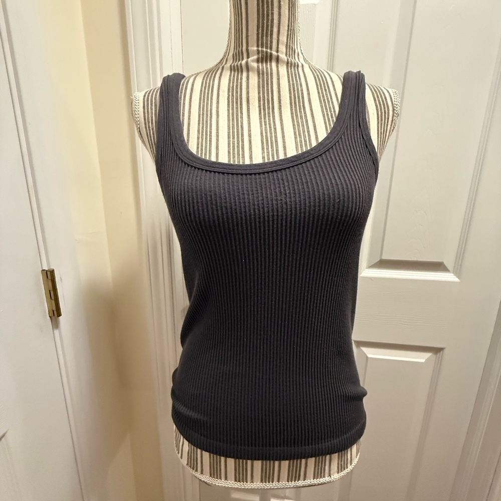 Grace and Lace Brami Wiast Lenght Gray L XL Ribbed Tank Top - charcoal